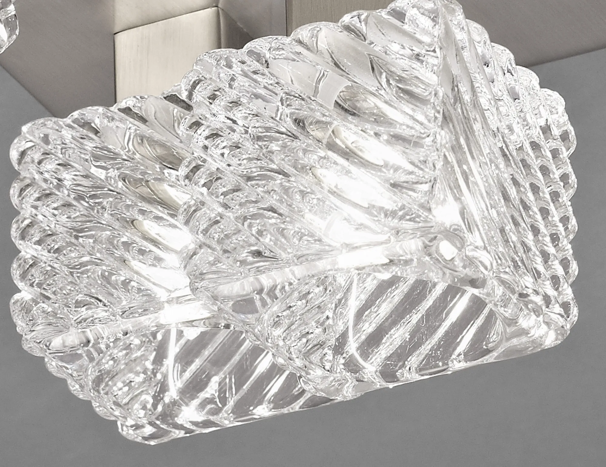 Accor Glass Square Ceiling Flush 5 Light Satin Nickel D0163  Deco Accor
